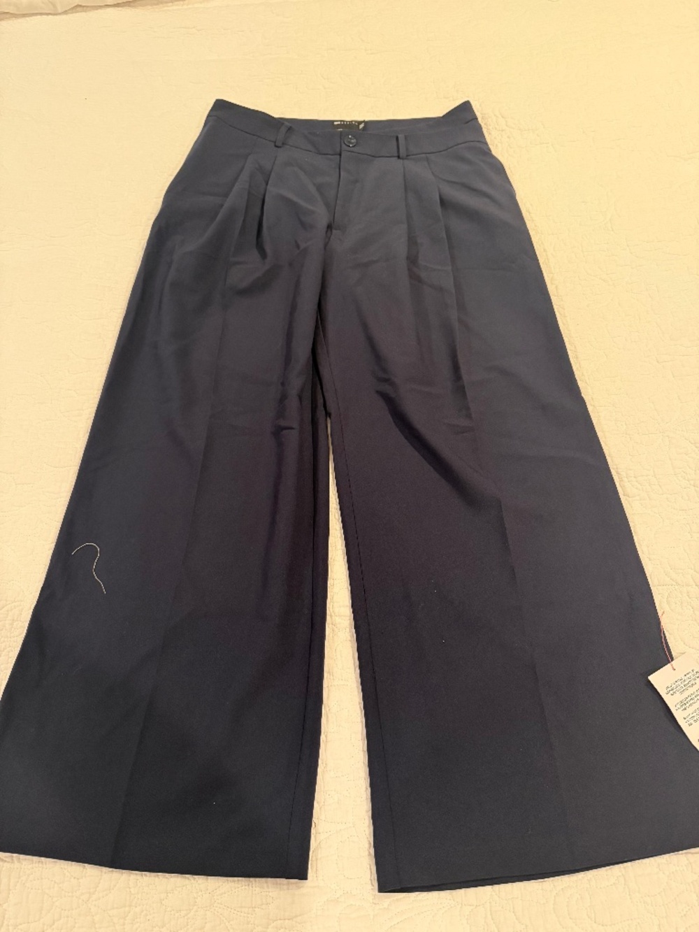 NWT ASOS DESIGN Navy Wide Leg Pleated Trousers US 8